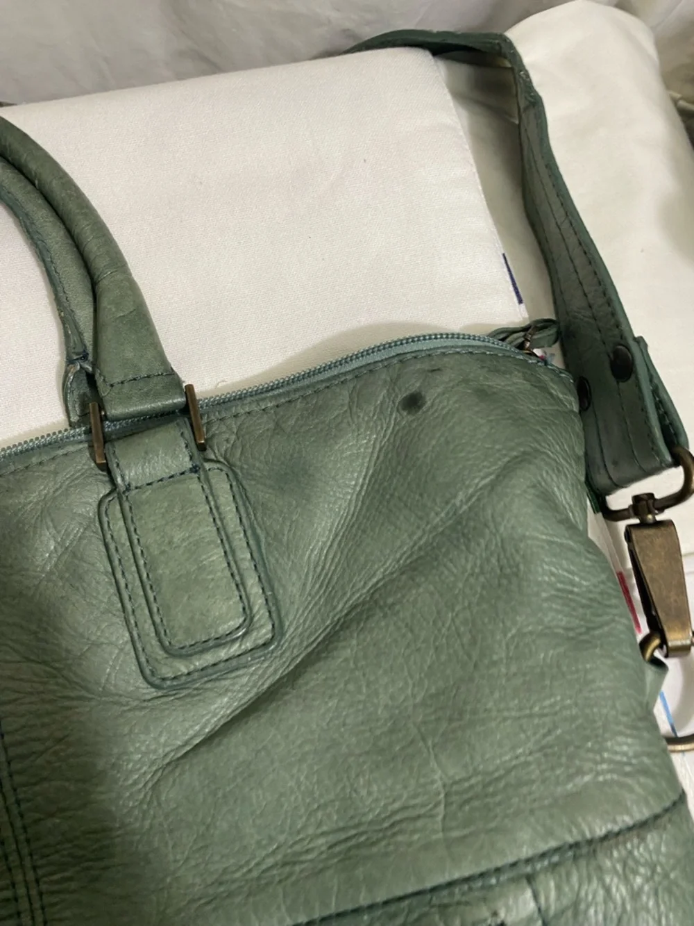 Maurizio Taiuti Sage Green Leather Crossbody Tote - Picture 9 of 15